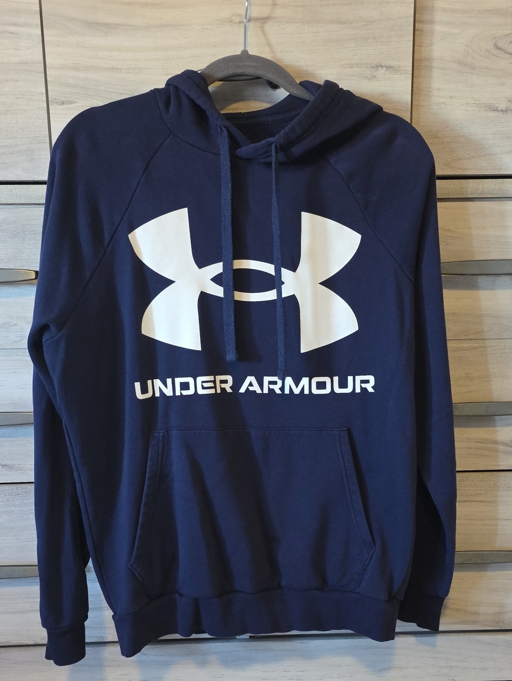 Under Armour Navy Hoodie with Large White Logo